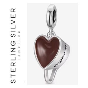 🌟 925 Sterling Silver Heart Coffee Cup Charm